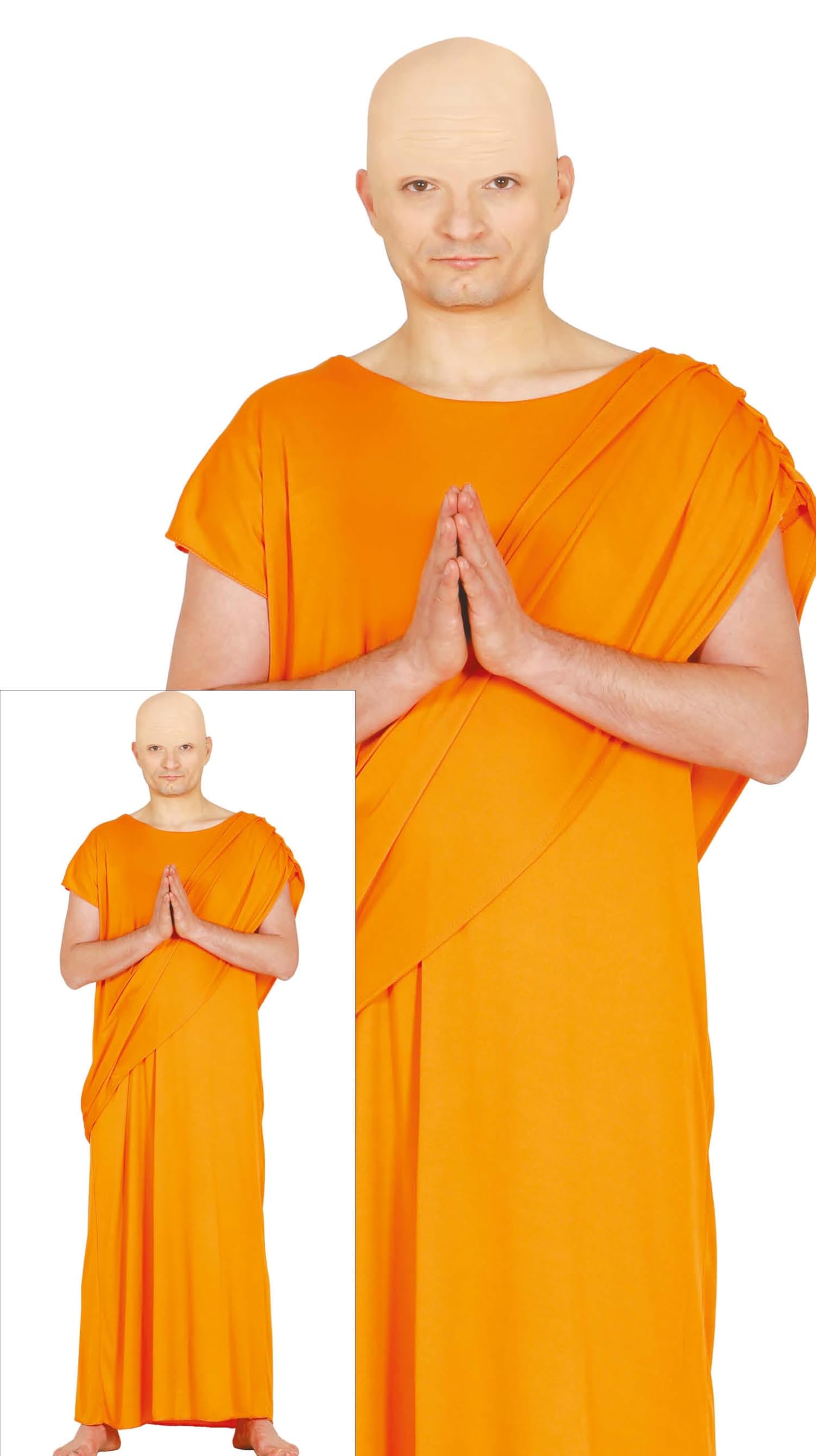 FIESTAS GUIRCA Hare Krishna Mens Fancy Dress Costume - Shaolin Orange Tunic - Buddhist Monk Fancy Dress Men Size M 38-40