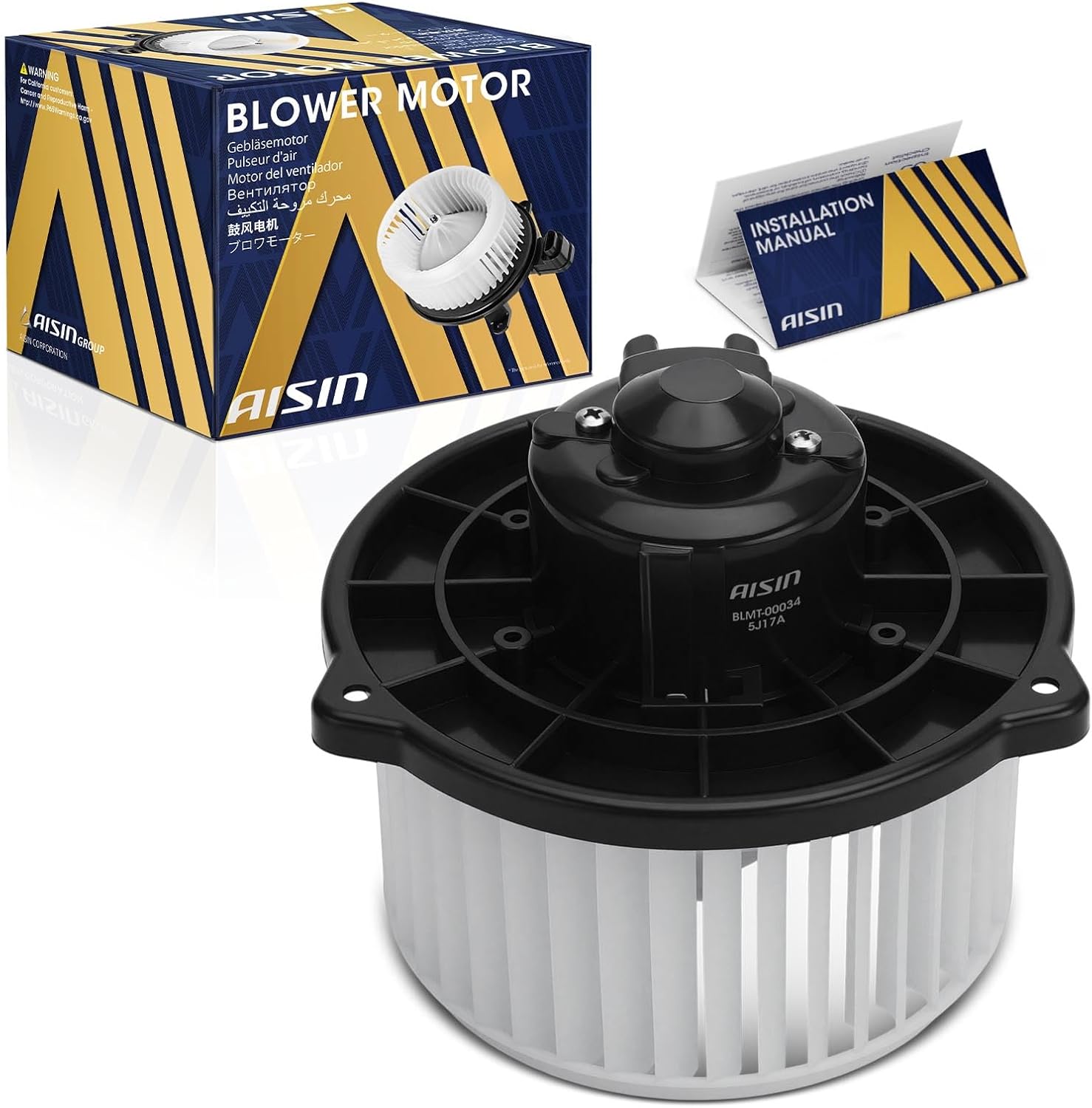 AISIN AFTERMARKET BLMT-00034 HVAC Blower Motor with Wheel Assembly - Compatible with Toyota RAV4 2001-2003, Celica 2000-2005, Scion tC 2005-2009