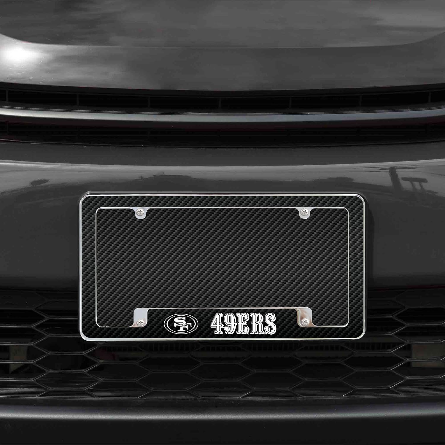 Rico Industries NFL Football Black 12" x 6" Chrome All Over Automotive License Plate Frame for Car/Truck/SUV