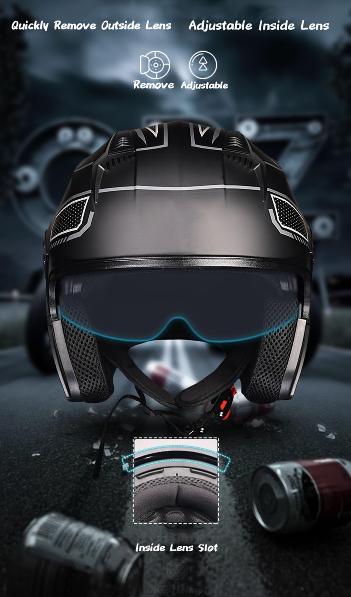 Motorrad Halbhelm Retro - ECEDOT Geprüfter Brain-Cap Mit Visier