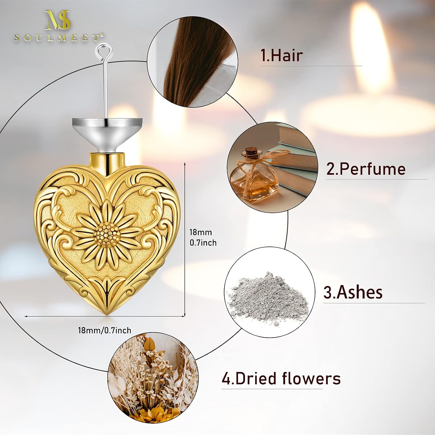 SOULMEET Cremation Jewelry for Ashes, Sterling Silver Urn Necklace for Ashes Women Men, Cherish Memories Cremation Jewelry to Keep Someone Near to You