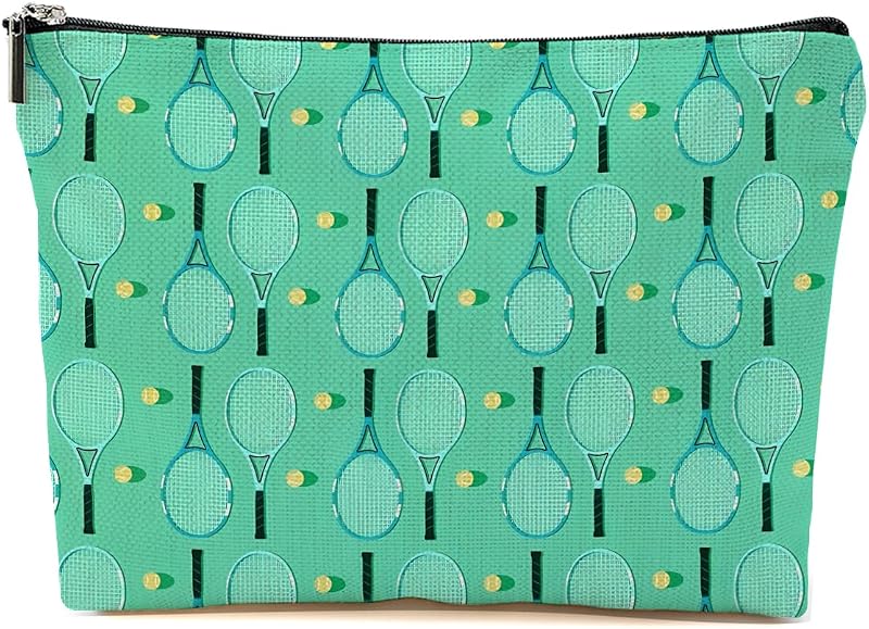 Necessaire retangular Blue Leaves verde com estampa de tênis e zíper