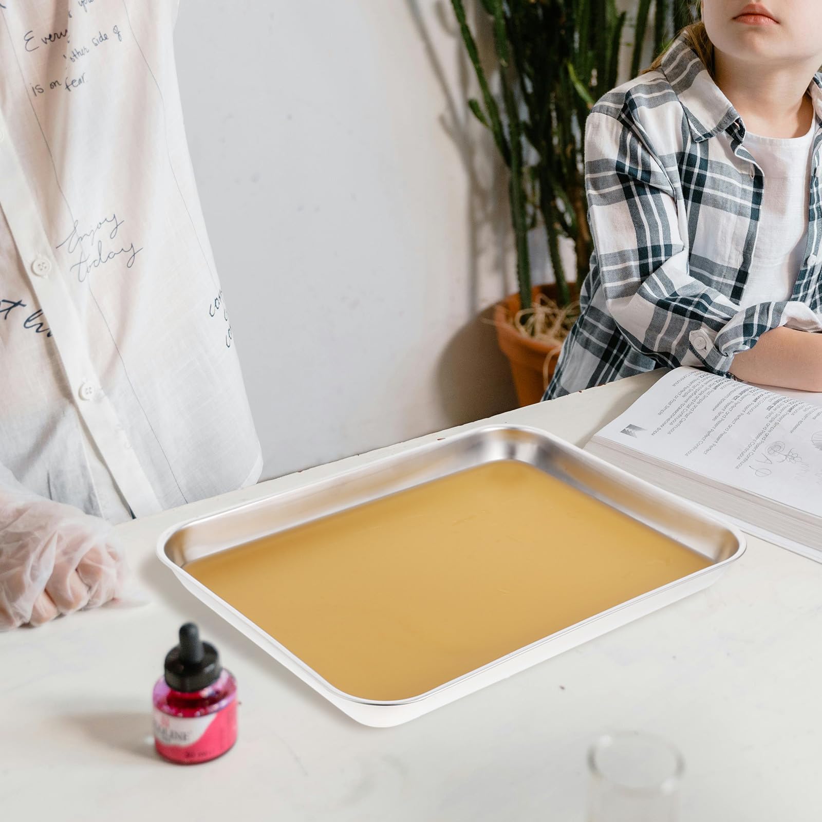 VALICLUD Vassoio di Dissezione con Rivestimento in Cera in Inossidabile Resistente e Facile da Pulire per Laboratori di Biologia per Esperimenti Scolastici