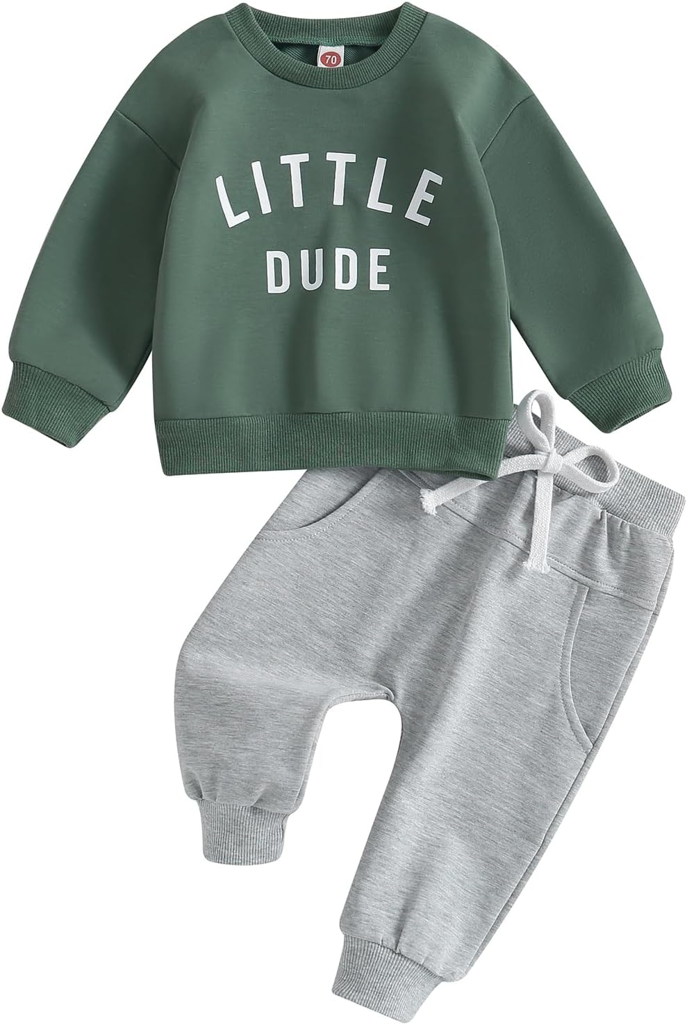 MA&BABYBaby Toddler Boys Fall Winter Outfits Little Dude Letter Printed Long Sleeve Sweatshirts Pants 2Pcs Clothes Set