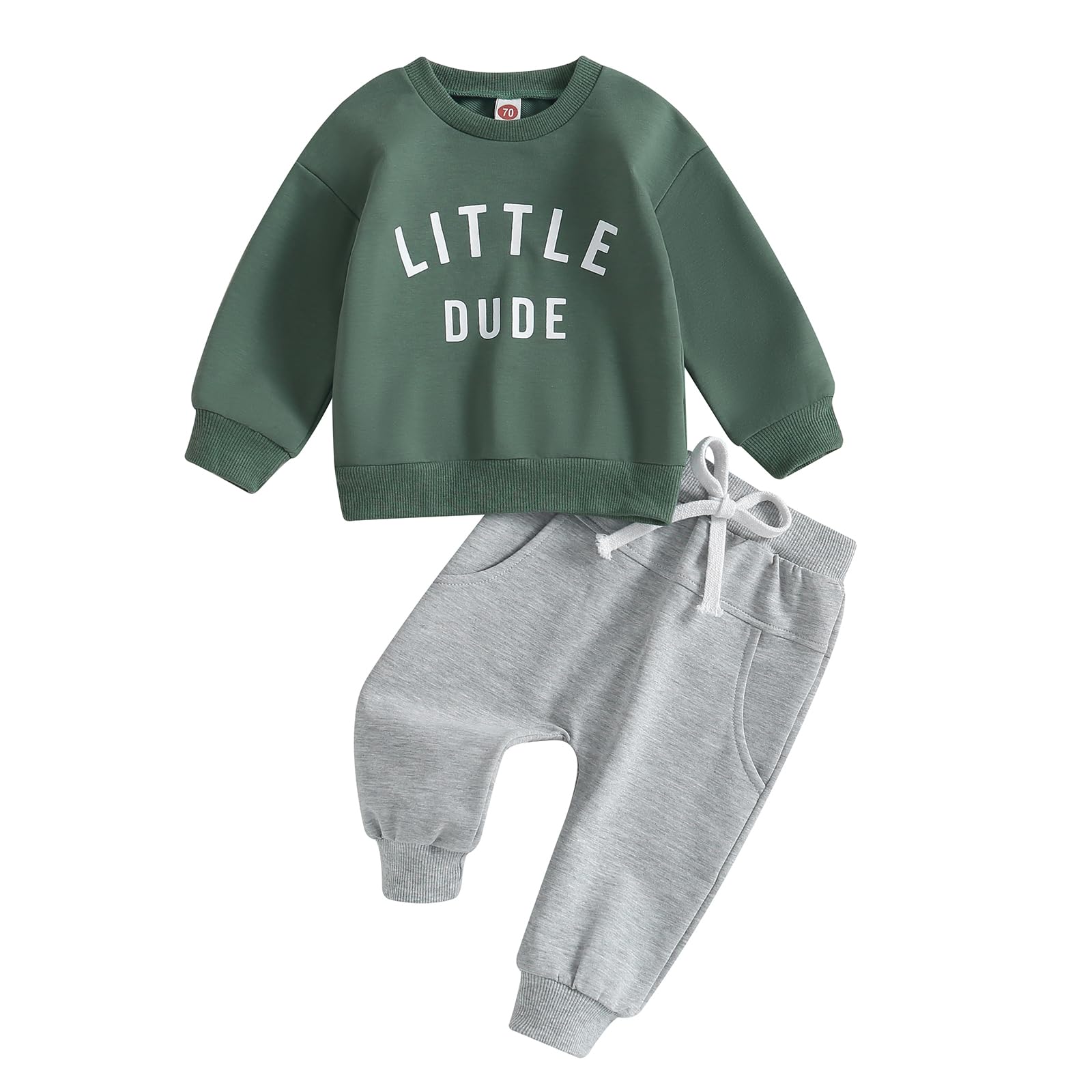 MA&BABYBaby Toddler Boys Fall Winter Outfits Little Dude Letter Printed Long Sleeve Sweatshirts Pants 2Pcs Clothes Set