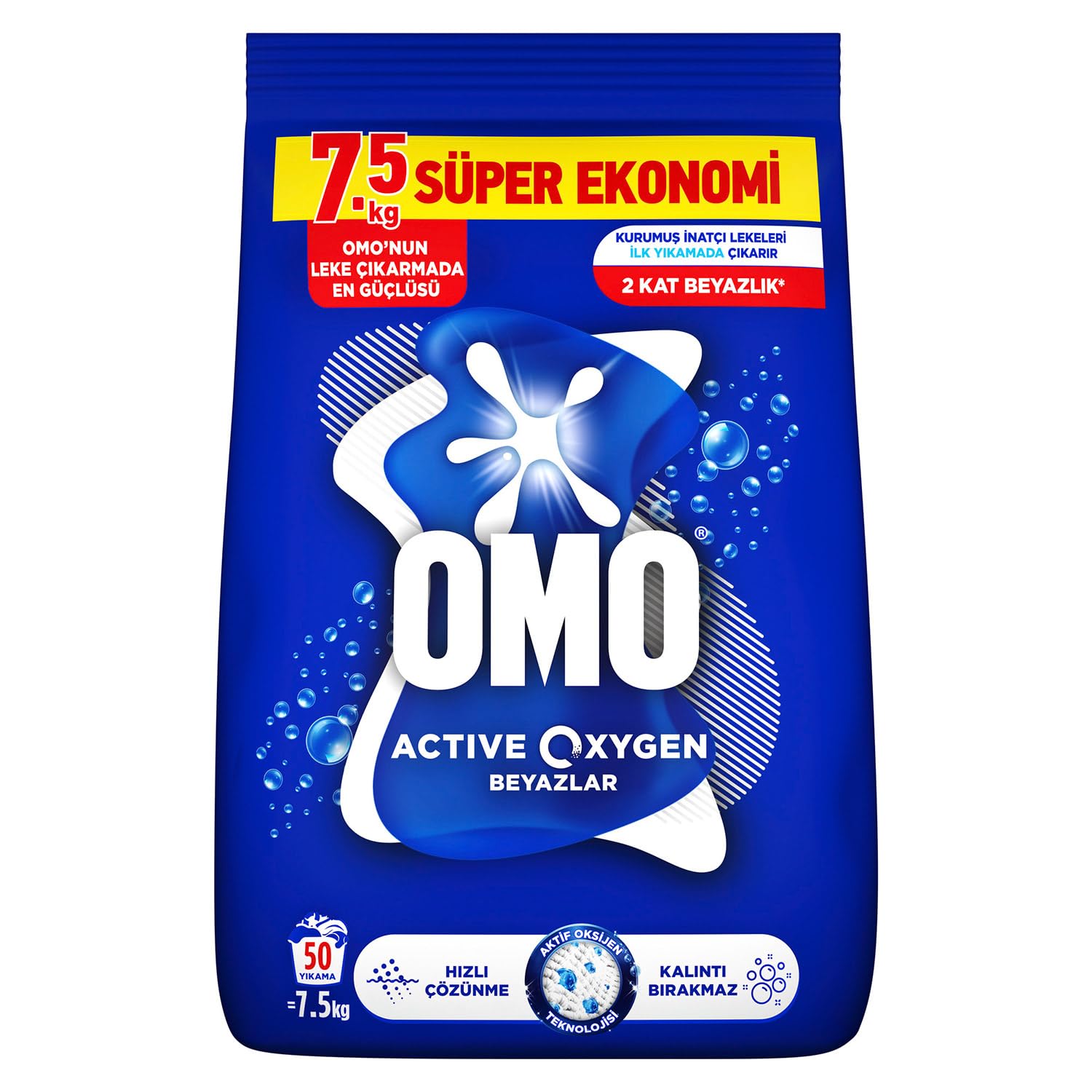 OMO Active Oxygen Beyaz Çamaşırlar İçin Toz Deterjanı 7,5 KG