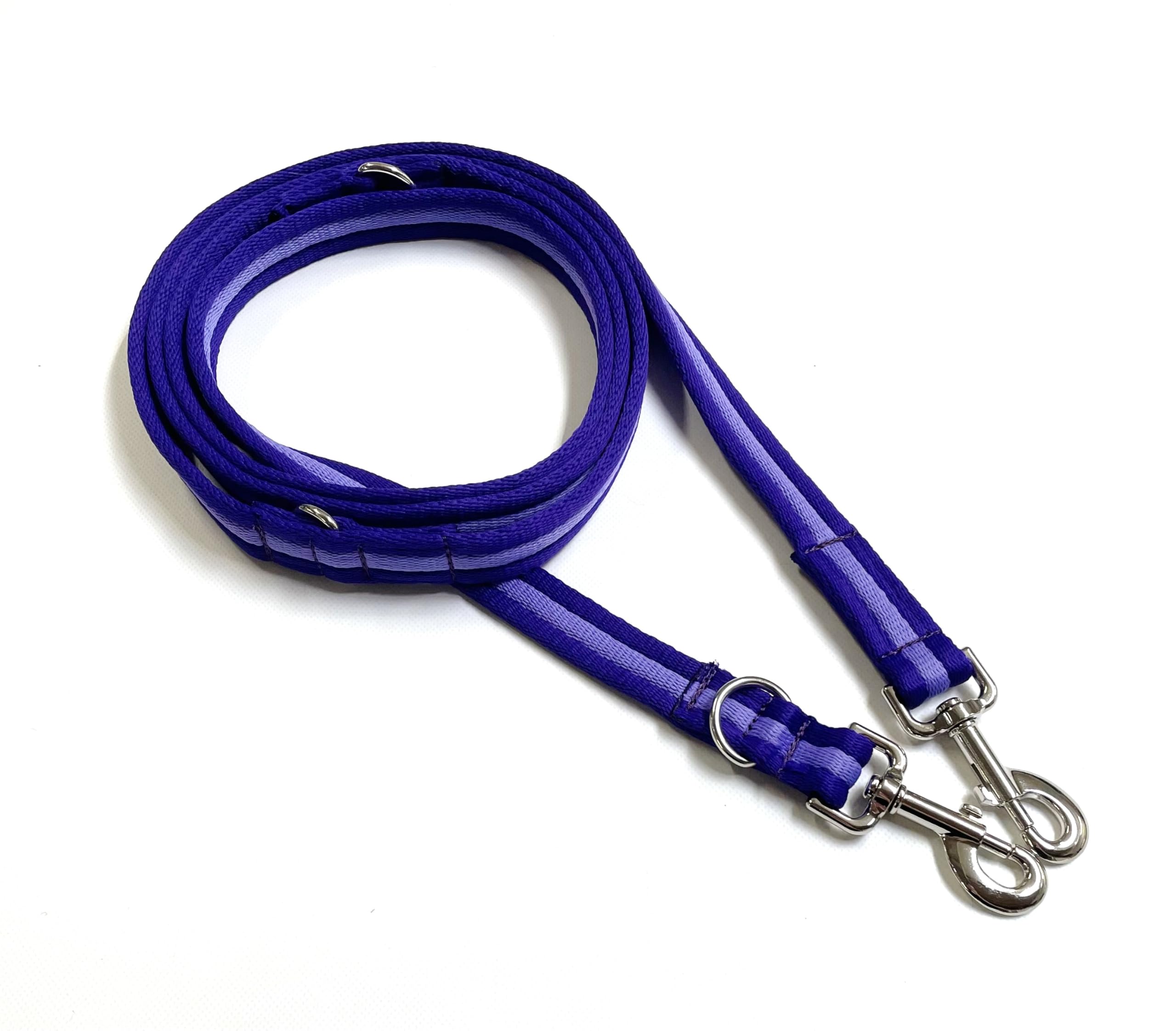 Double Ended Dog Training Lead Police Style Adjustable Leash 5ft (1.5 Metres) Multi-Functional In Air Webbing (Purple/Lilac, 20mm Air Webbing) — image 1