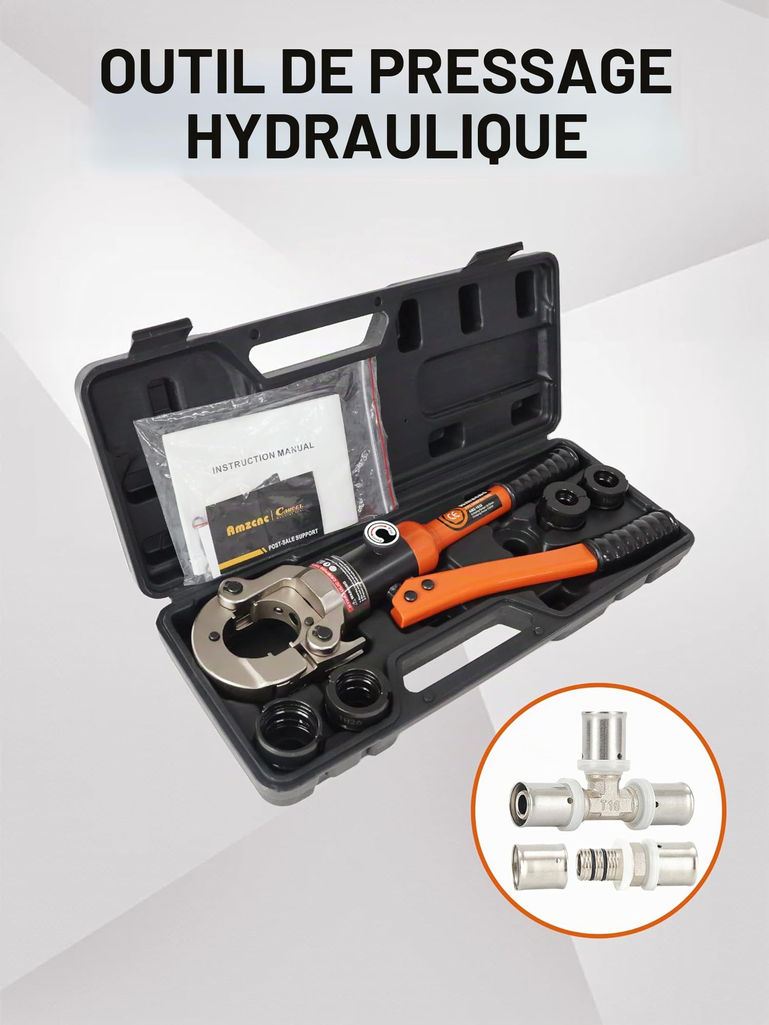 AMZCNC Pince à Sertir Professionnelle pour Tuyaux Jeu de 4 Mâchoires TH16 TH20 TH26 TH32 Idéale pour le raccordement de tuyaux multicouches, de tuyaux en aluminium-plastique et de tuyaux en plastique