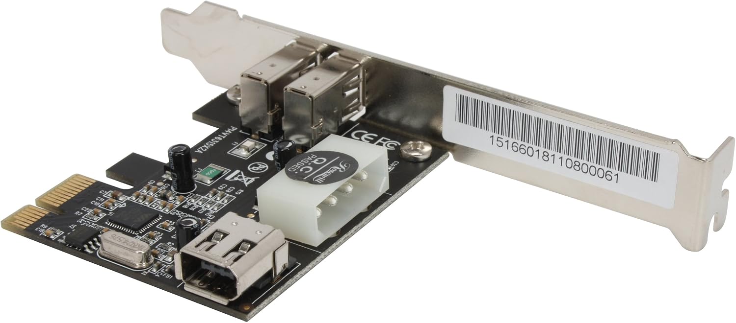1394 Firewire Card, 1394A to PCIE (PCI Express) Expansion Card, 3 Ports 1394A Card (2 External + 1 Internal), Rosewill RC-504 IEEE 1394 Firewire Adapter Controller with Low Profile Bracket