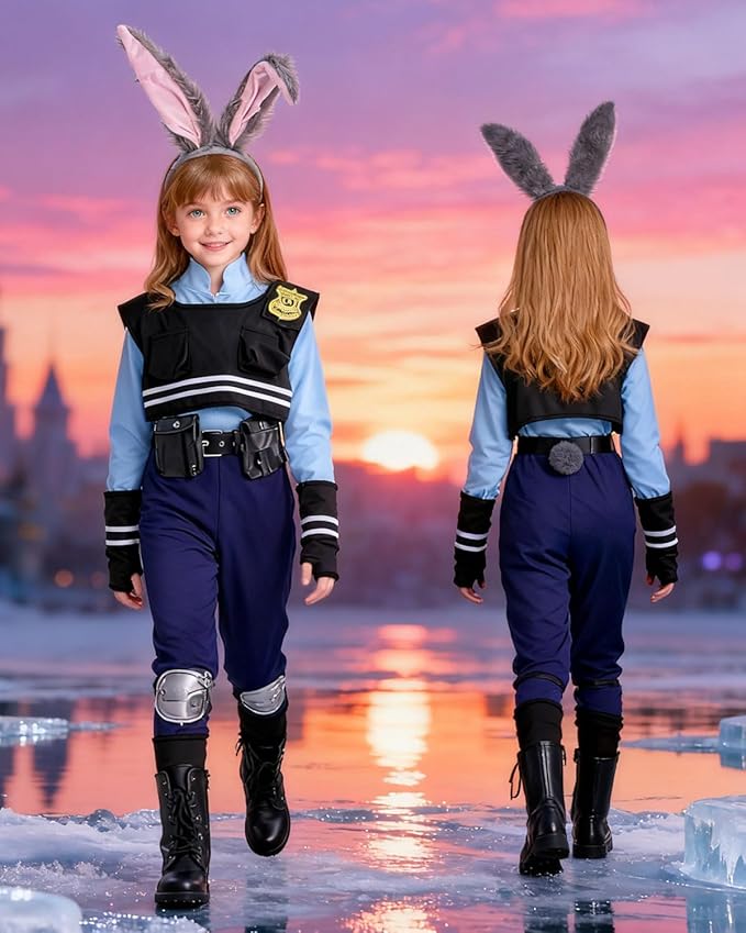 Disfraz de Policía para Niñas con Orejas de Conejo, Talla L miniatura 7