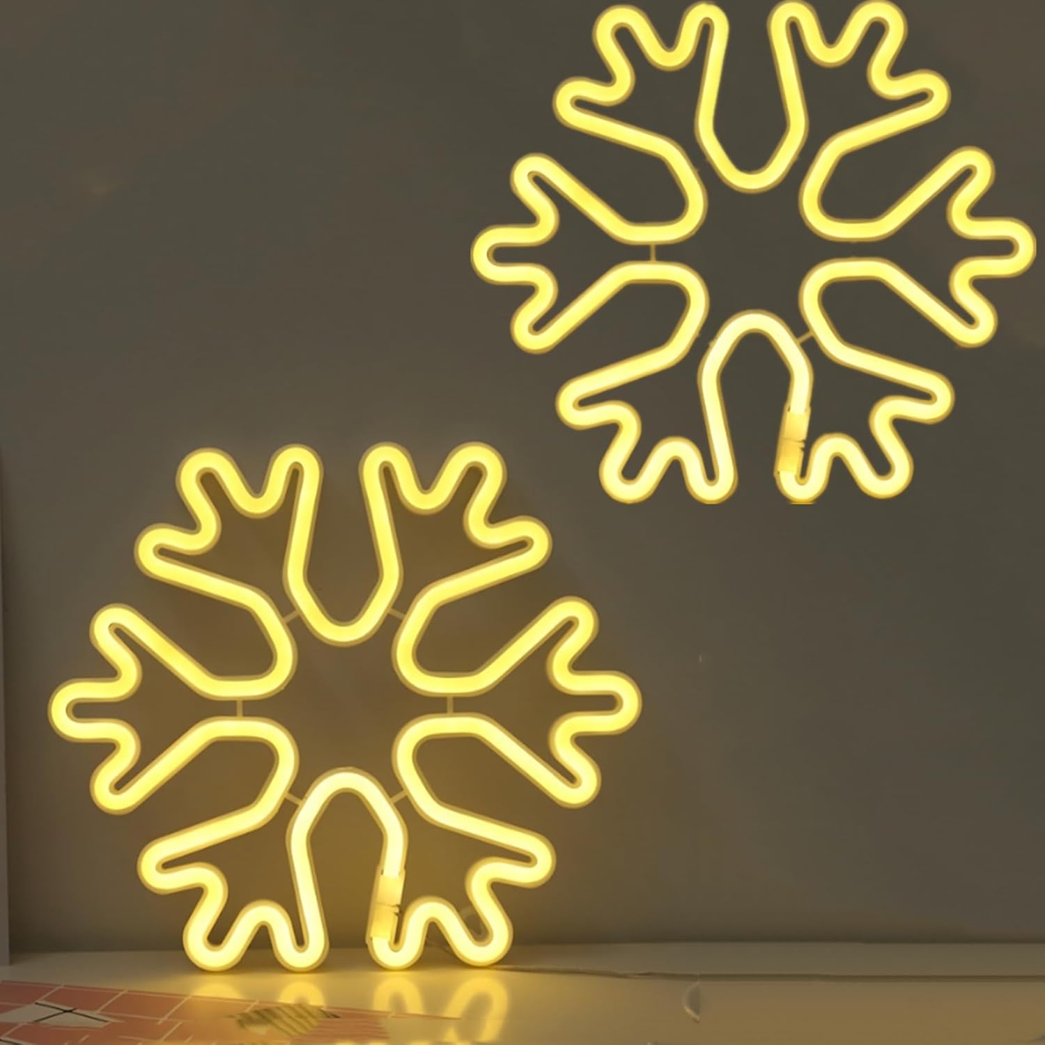HFHungkeong Neon LED Snowflake Signs Christmas lights for Christmas Tree Wall Bedroom Decor,Snowflake Neon Night Light up Decorative Lamps for Wedding Xmas Party Decor Gifts(1Pcs White)
