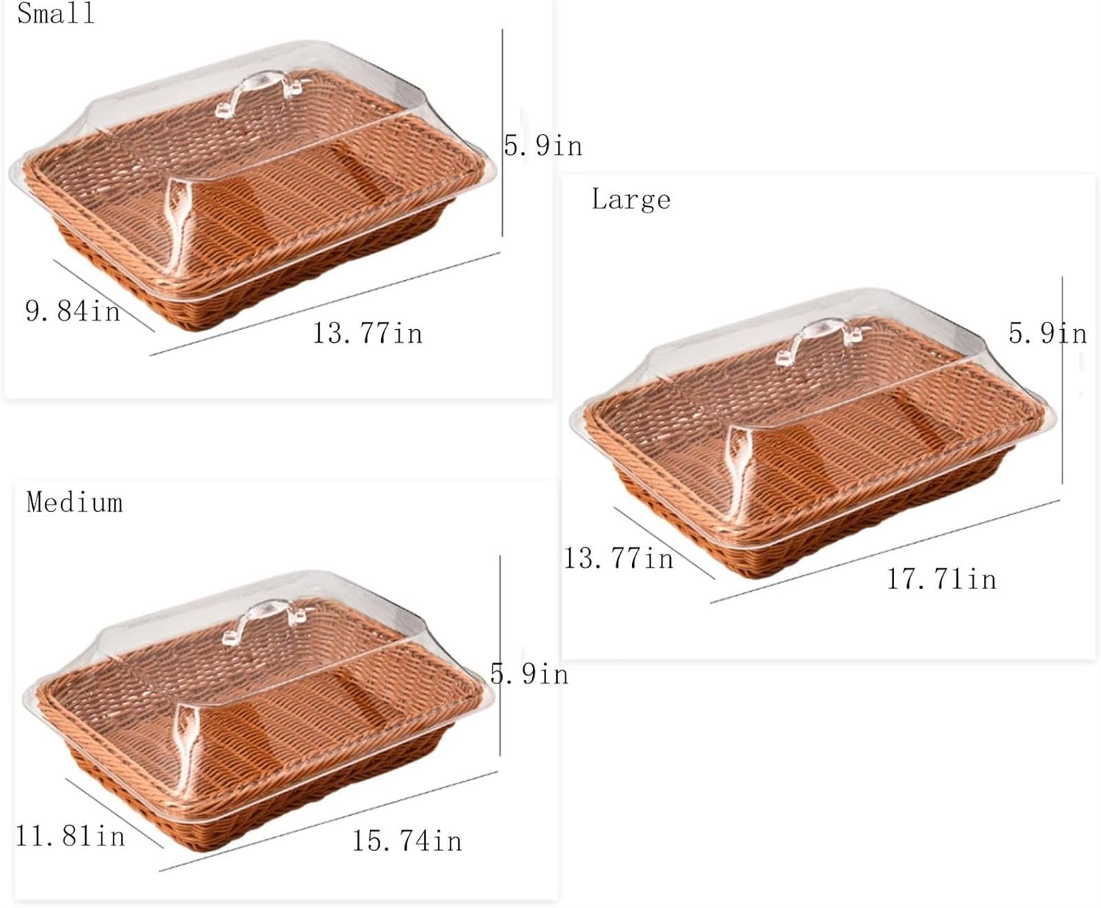 Cestino per il pane in rattan intrecciato con coperchio, cestino per servire pane, frutta, verdura, perfetto per cucina, ristorante e feste