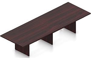 12 FT Contemporary Rectangular Conference Room Table in (American Mahogany)