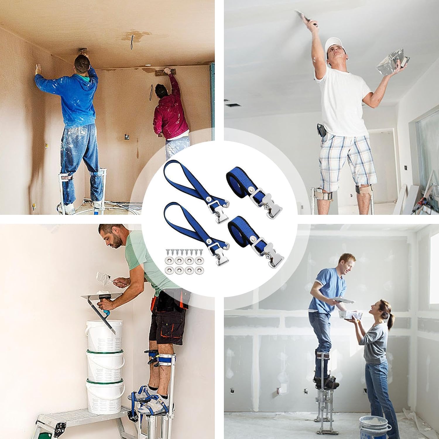 Nylon Adjustable Leg Fixation Strap | Heavy Duty Drywall Stilt Straps,Drywall Stilts for Interior Painting or Decorating
