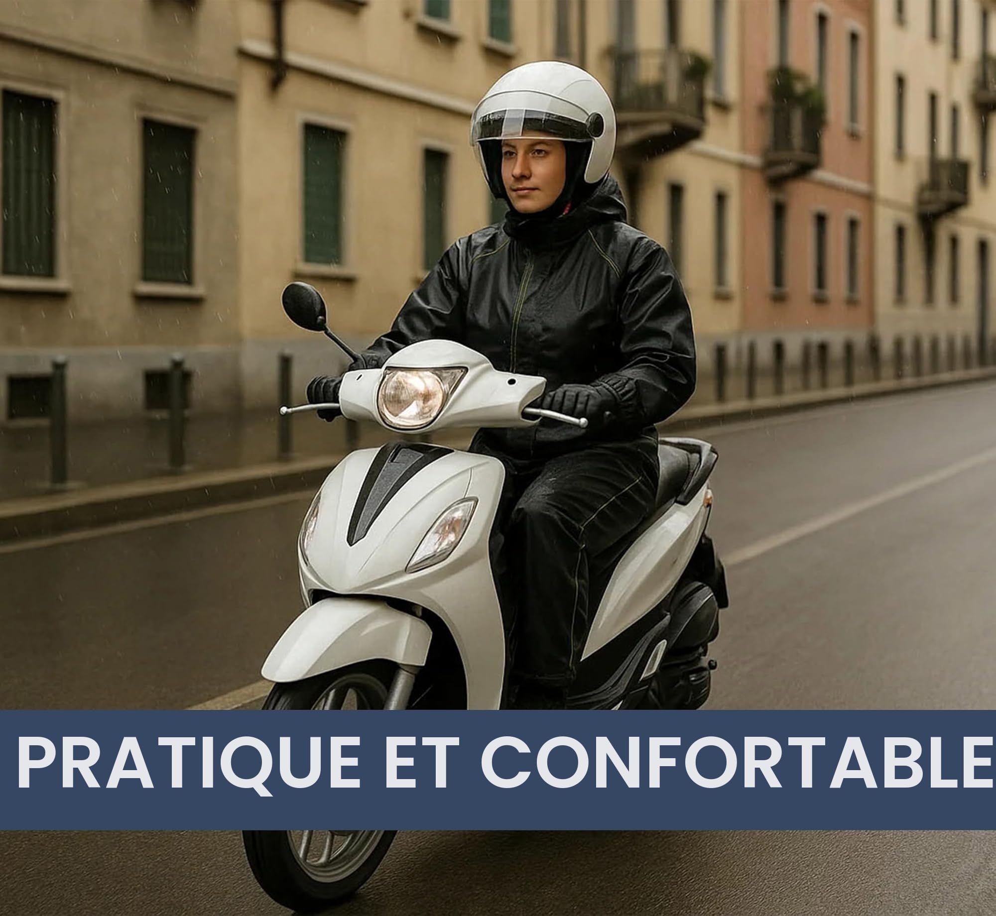 Auto Accessori Lupex Combinaison de moto imperméable anti-pluie coupe-vent, couleur noire, avec sac, ensemble complet veste et pantalon de pluie avec capuche escamotable, disponible en plusieurs