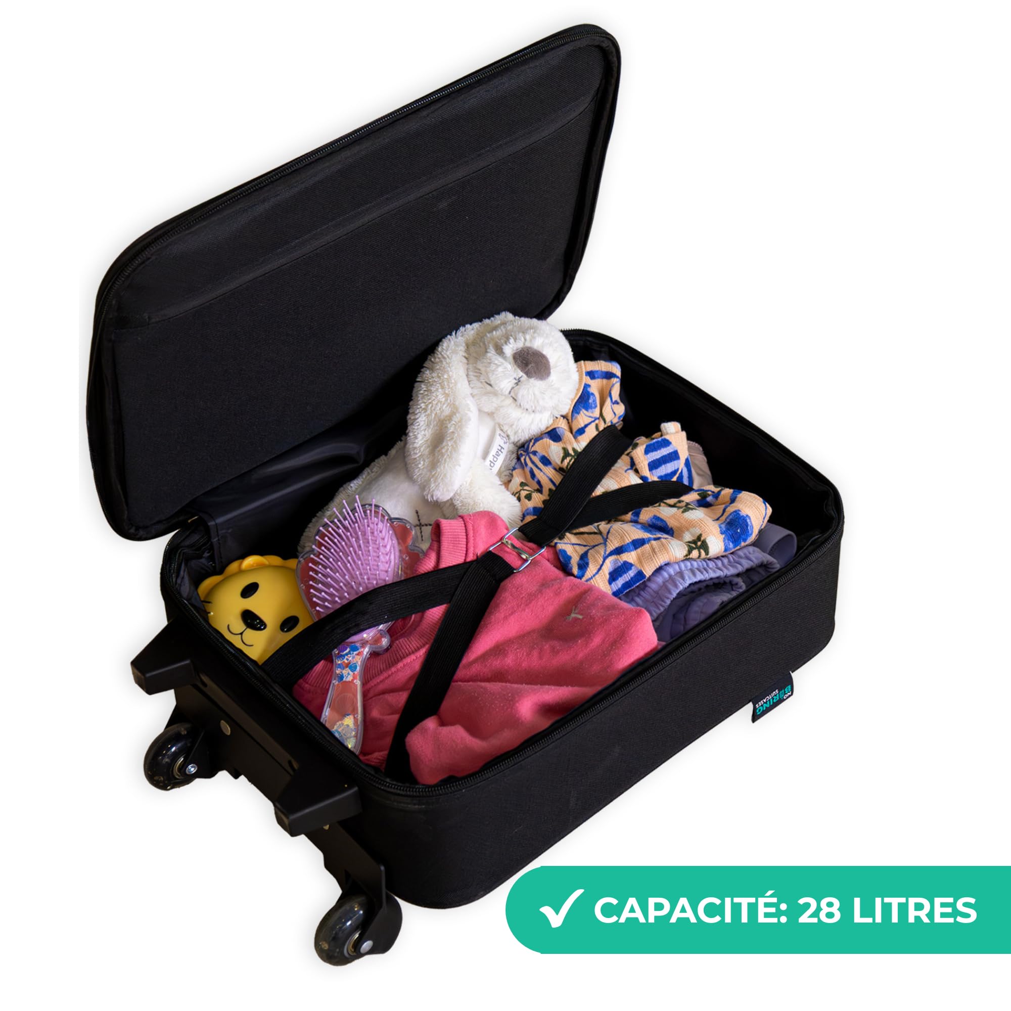 NoBoringSuitcases.com® Valise Enfant Personnalisé avec Un Nom 48x31x19 cm Ultra Légère Bagages À roulettes LED pour Enfants Valisette A Roulette Ado - Garçon - Camion-Benne - Dessiné - Jaune