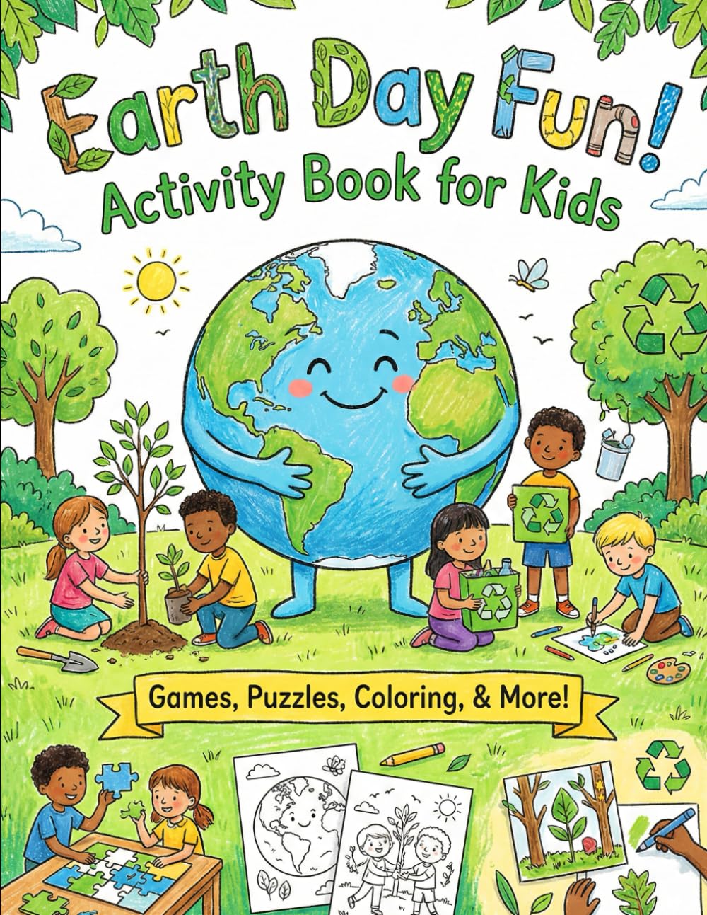 Earth Day Fun Activity Book for Kids: Fun & Educational Puzzles, Coloring Pages, Mazes, Word Searches & Eco Games to Celebrate Our Planet