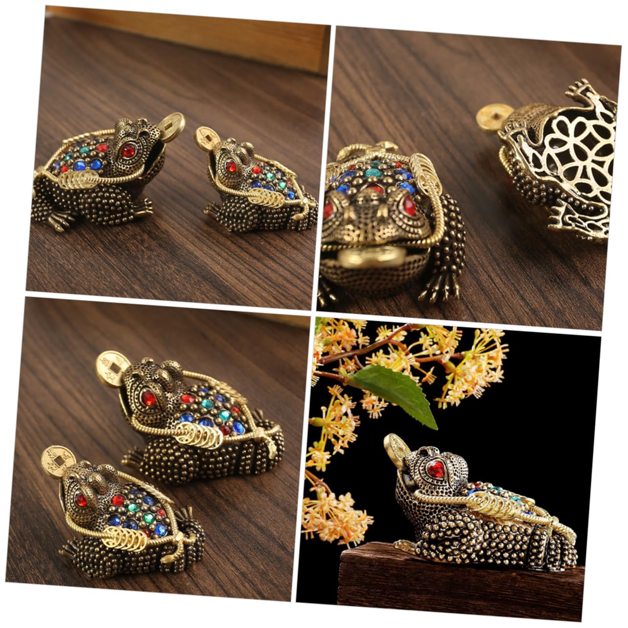 GARVALON Brass Golden Car Dashboard Decor Wealth Frogs Ornament Chinese Money Good Luck Statue Lucky Frog Statue Adornment Ornament Wealth Frogs Copper - Image 4
