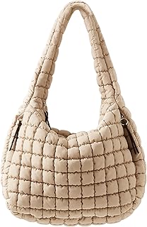 Puffer Quilted Shoulder Bag for Women Padding Shoulder Bag Puffy Hobo Bag Trendy Tote Bag 2025