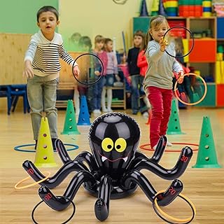 Sizonjoy Halloween Inflatable Spider Ring Toss Game Set with 4 Rings,Halloween Decorations for Halloween Party Favors Indo...
