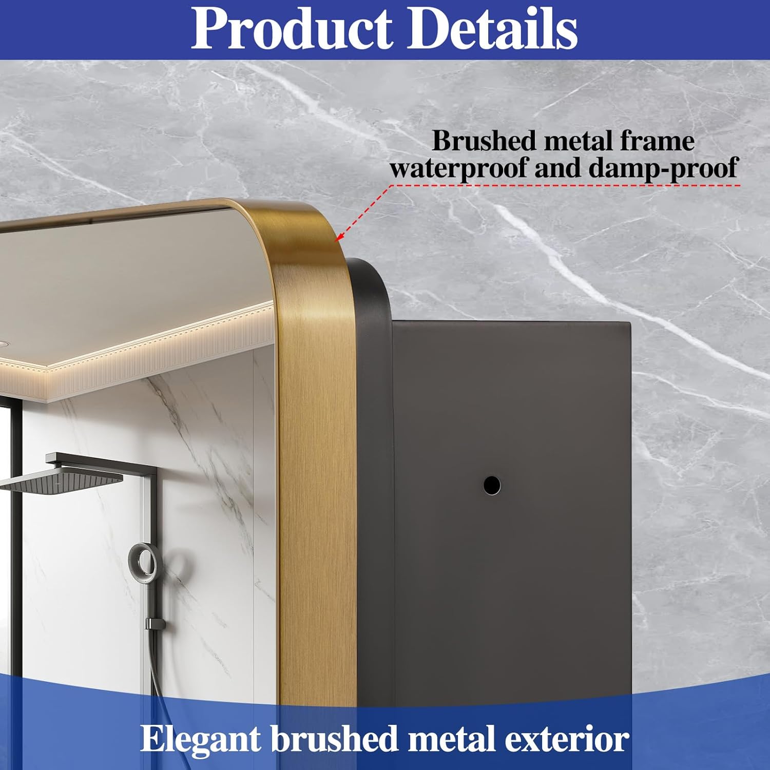 16" x 20" Bathroom Medicine Cabinet with Mirror Door, Brush Gold Stainless Steel Frame, Recessed or Surface Mounted,Storage Cabinet with Adjustable Metal Shelves,Upgraded Version