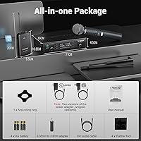 Vista 7 de Sistema de micrófono inalámbrico Phenyx Pro, set de micrófono dual con micrófonos de mano/bodypack/pin, escaneo automático, 2x100 frecuencias UHF