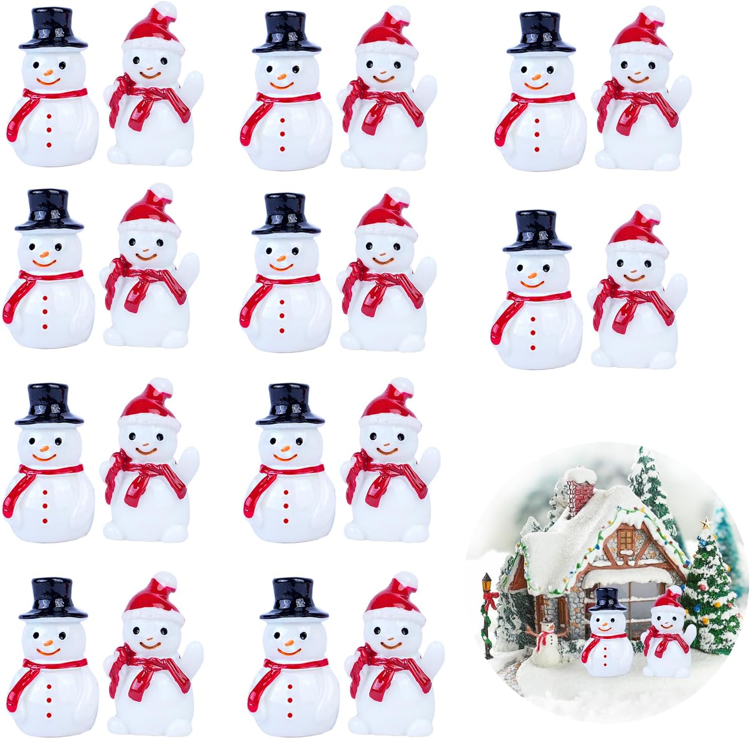 Amazon.com: YCHRLSO Mini Snowman Figurines - 24pcs Small Snowman Miniature Snowmen Figurines ...