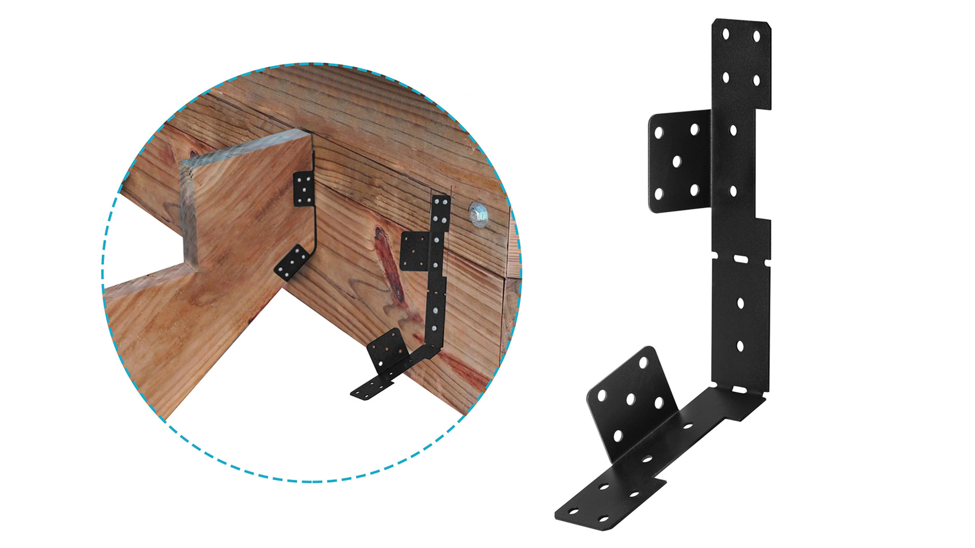 Steel Stringer Connection 8 PCS Black Steel Deck Adjustable Stair-Stringer Connector