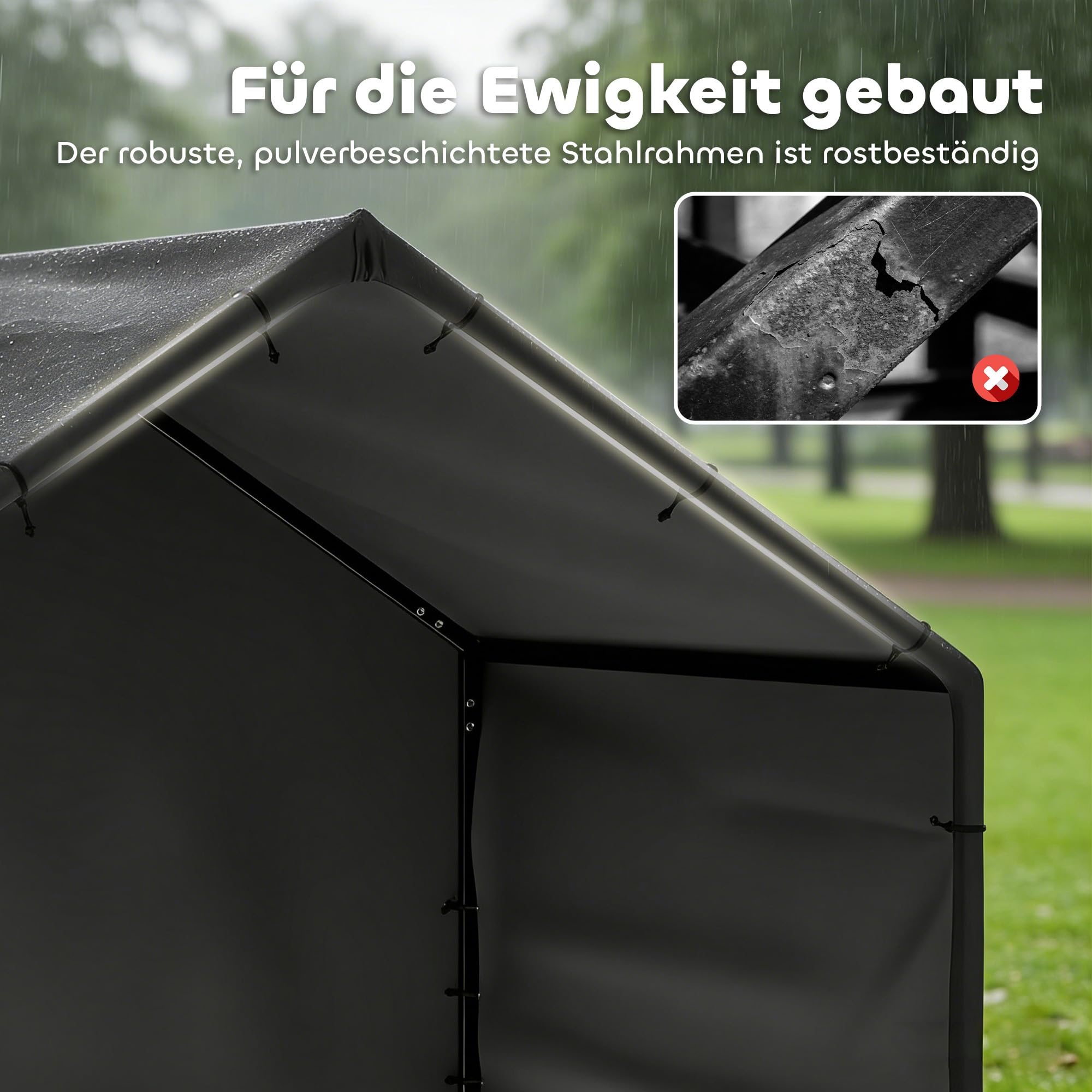 PawHut Hundehütte Hundehaus mit Wasser- und UV-beständiger Überdachung, 125 x 110 x 93 cm Outdoor Hütte für kleine mittelgroße große Hunde bis 30 kg, Indoor, Outdoor Schwarz