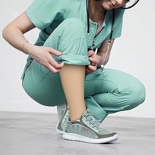 Miniatura 5 de FuelMeFoot 6 pares de calcetines de compresión para mujeres y hombres, 15-20 mmHg, soporte graduado hasta la rodilla, calcetines para enfermeras,