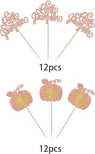 Miniatura 3 de Paquete de 24 adornos para cupcakes de calabaza con purpurina para cupcakes de calabaza para Acción de Gracias, baby shower, decoración de cupcakes