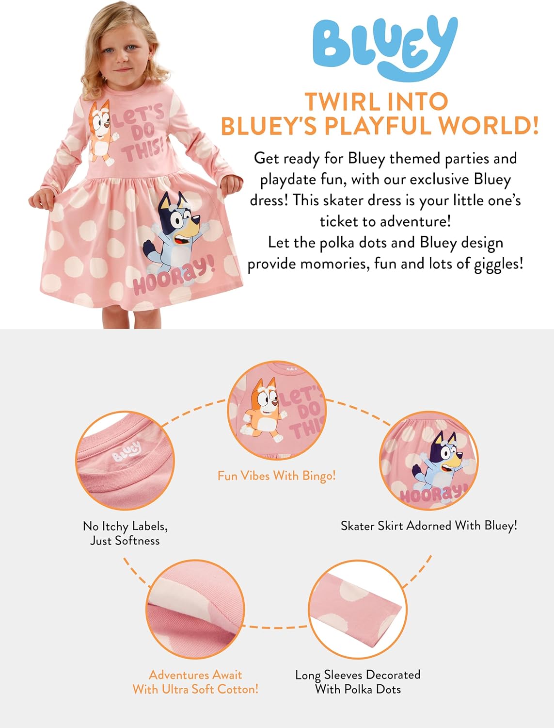 Bluey Winter Dresses for Girls | Bingo Dress - Image 5