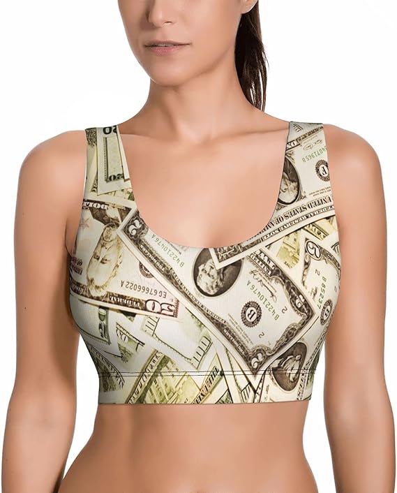 Money Dollar Sports Bra for Women Non Padded Comfort Bras Top Vest for