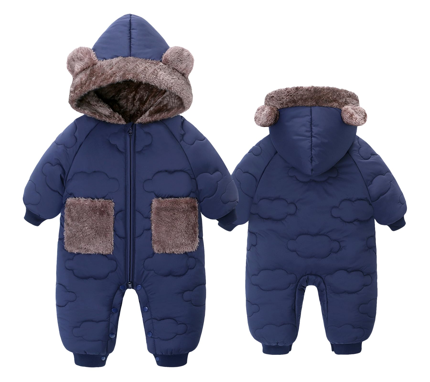 FEOYA Tuta da neve per bambini, in pile con cappuccio, per bambini, invernale, da neve, per bambini, impermeabile, calda, imbottita, per esterni, 6-24 mesi
