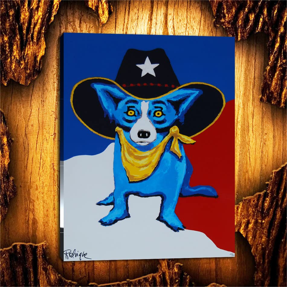 IBU George Rodrigue Blue Dog series,Canvas Prints for Home Decoration Roon Wall Art Pictures for living room Film Poster (I Wanna Be A Texas Ranger,24x32inch-unframed)