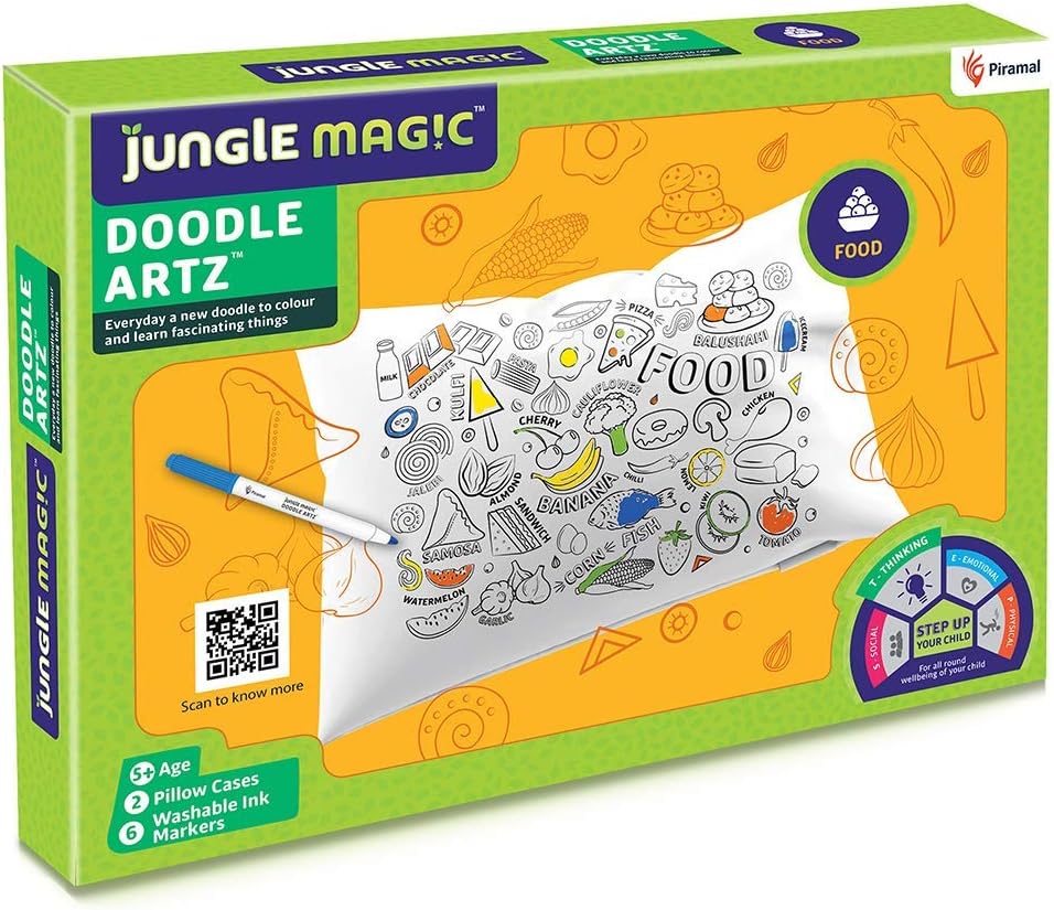 Jungle Magic Doodle Artz Food, Cotton, White