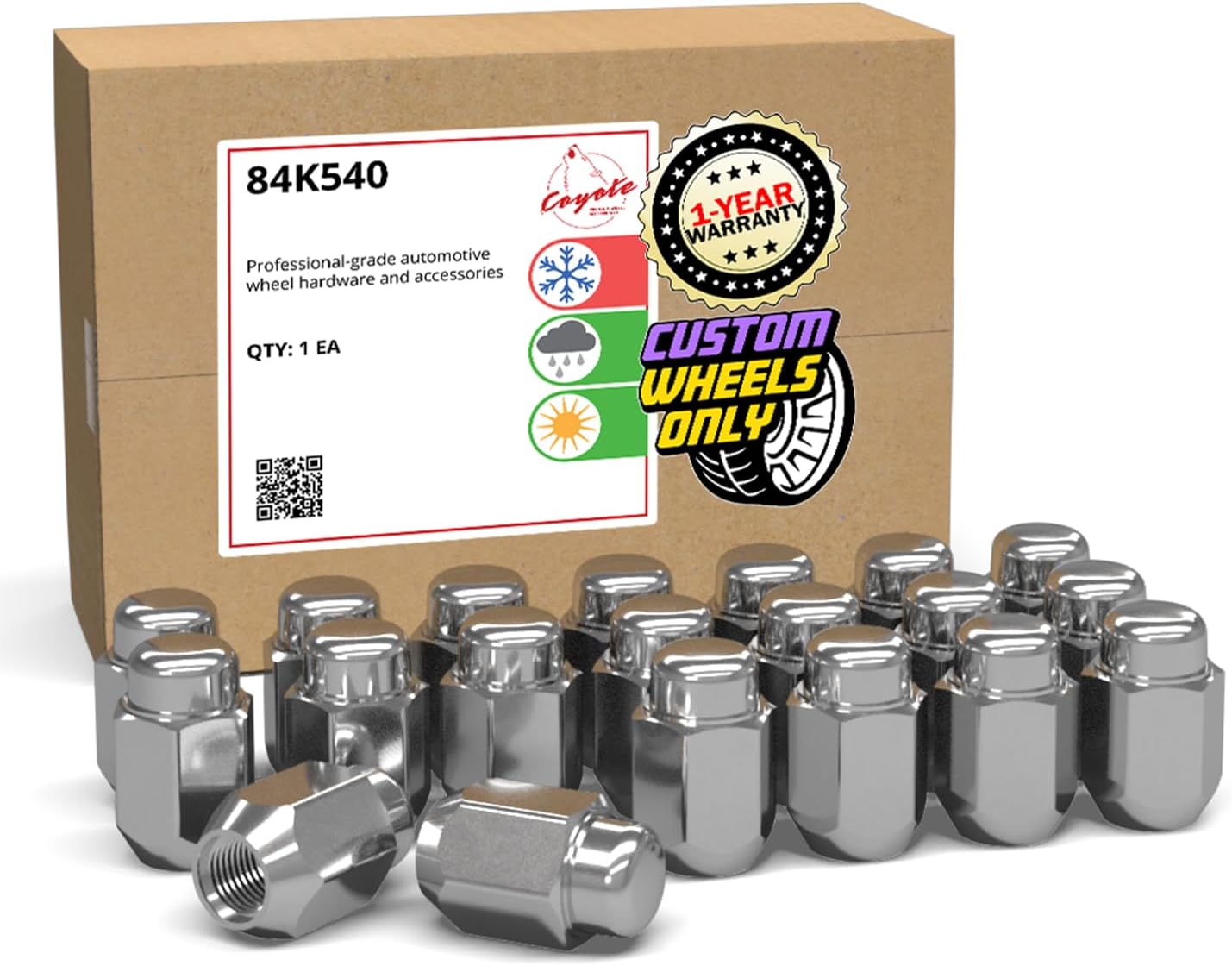 Wheel Accessories Parts 20 Pcs 7/16"-20 Thread OEM Style Lug Nuts 1.21" Long Chrome 3/4" 19mm Hex Fits Chevrolet Camaro Corvette｜ Pontiac Firebird 371674 ｜ 611-248