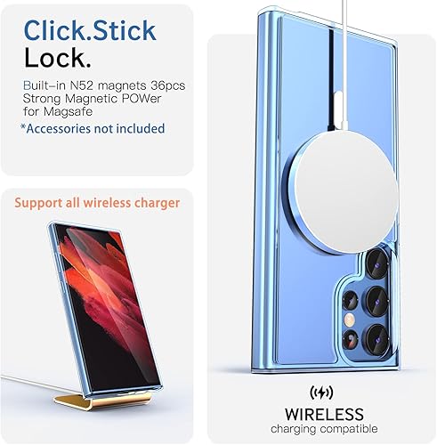 Miniatura 2 de Funda magnética transparente para Samsung Galaxy S23 Ultra, imanes fuertes compatibles con accesorios Magsafe y Chager inalámbrico, funda