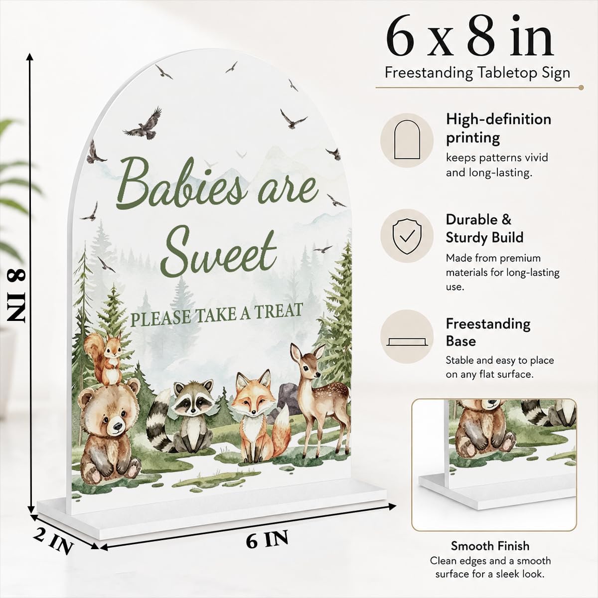 Funny Woodland Baby Shower Decorations Please Take a Treat Sign image 2