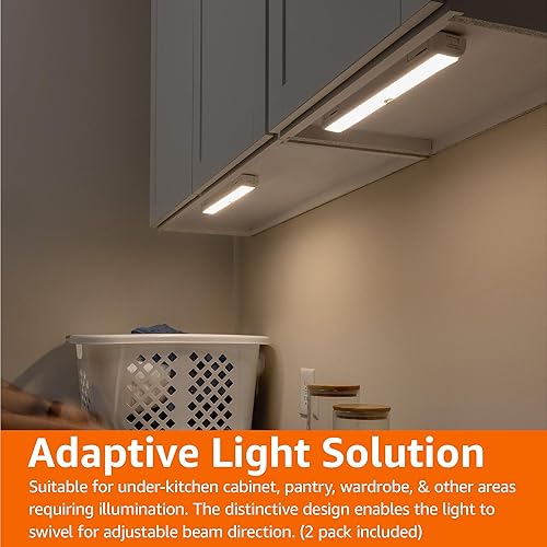 Miniatura 8 de Tienda Basics Barra de luz LED USBfunciona con pilas, sensor de movimiento giratorio, luces adhesivas, 250 lúmenes, 12 pulgadas, iluminación debajo