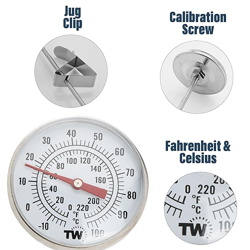 Miniatura 4 de Termómetro de leche para cocinar leche al vapor, termómetro ideal para hacer yogur, café y queso con clip de acero inoxidable para espumar leche con