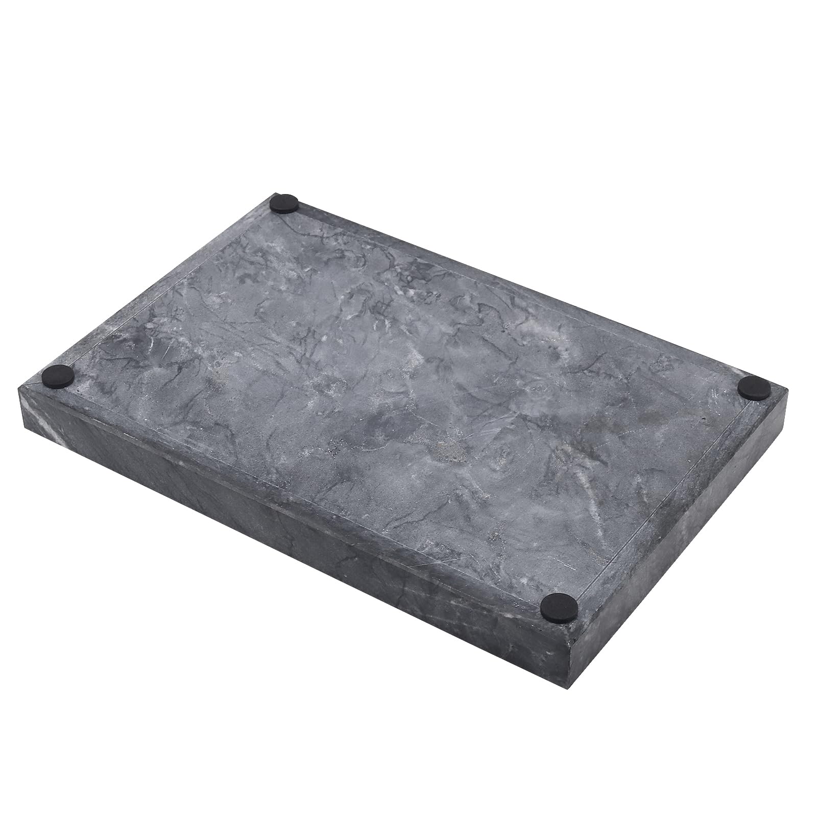 Marmor Tablett Grau, Rechteckig, 30x20x3cm,Großes Kosmetiktablett Marmor, Dekoratives Marmortablett aus Naturmarmor für Badezimmer, Kerzen, mit Antirutsch-Füßen