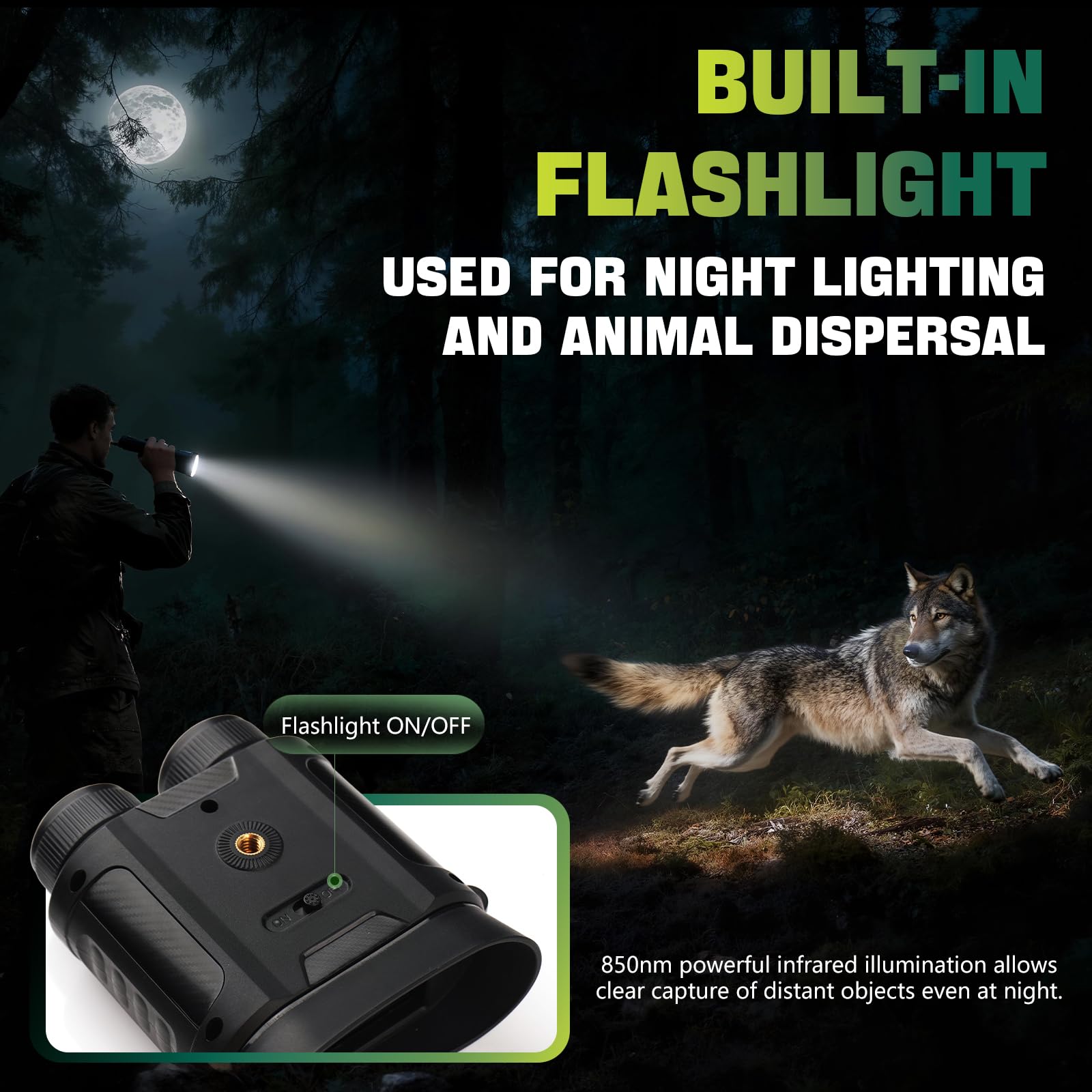 Binocolo Visione Notturna 4K 48MP, Portata Visiva di 1000FT/300m, IR Regolabile a 7 Livelli, Zoom Digitale 8X, Campeggio e Osservazione della Fauna Selvatica, Regalo di Compleanno e di Natale