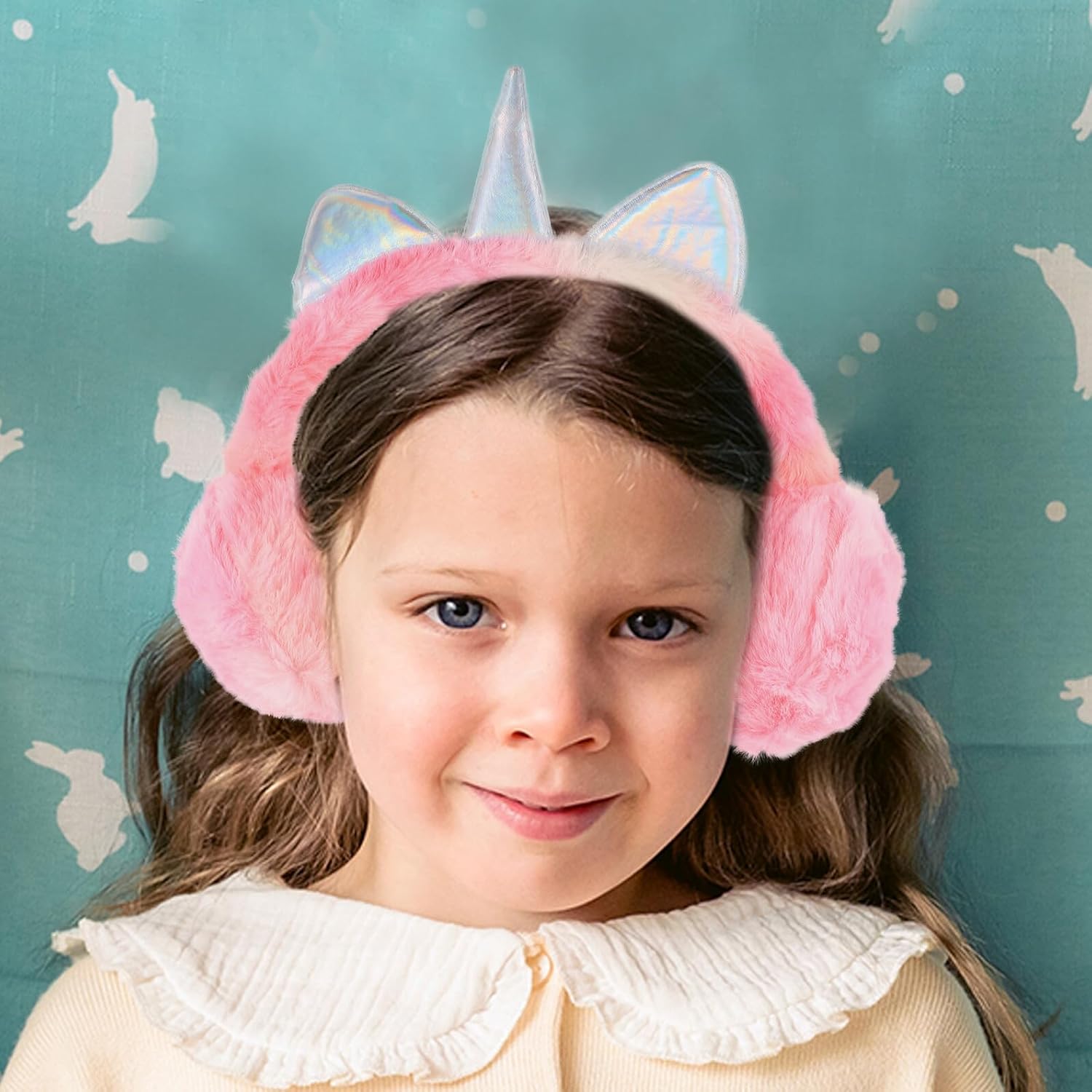 Unicorn Earmuffs Winter Warm Plush Ear Cover Pink Sequin Reusable Outdoor Cold Weather Ear Protector