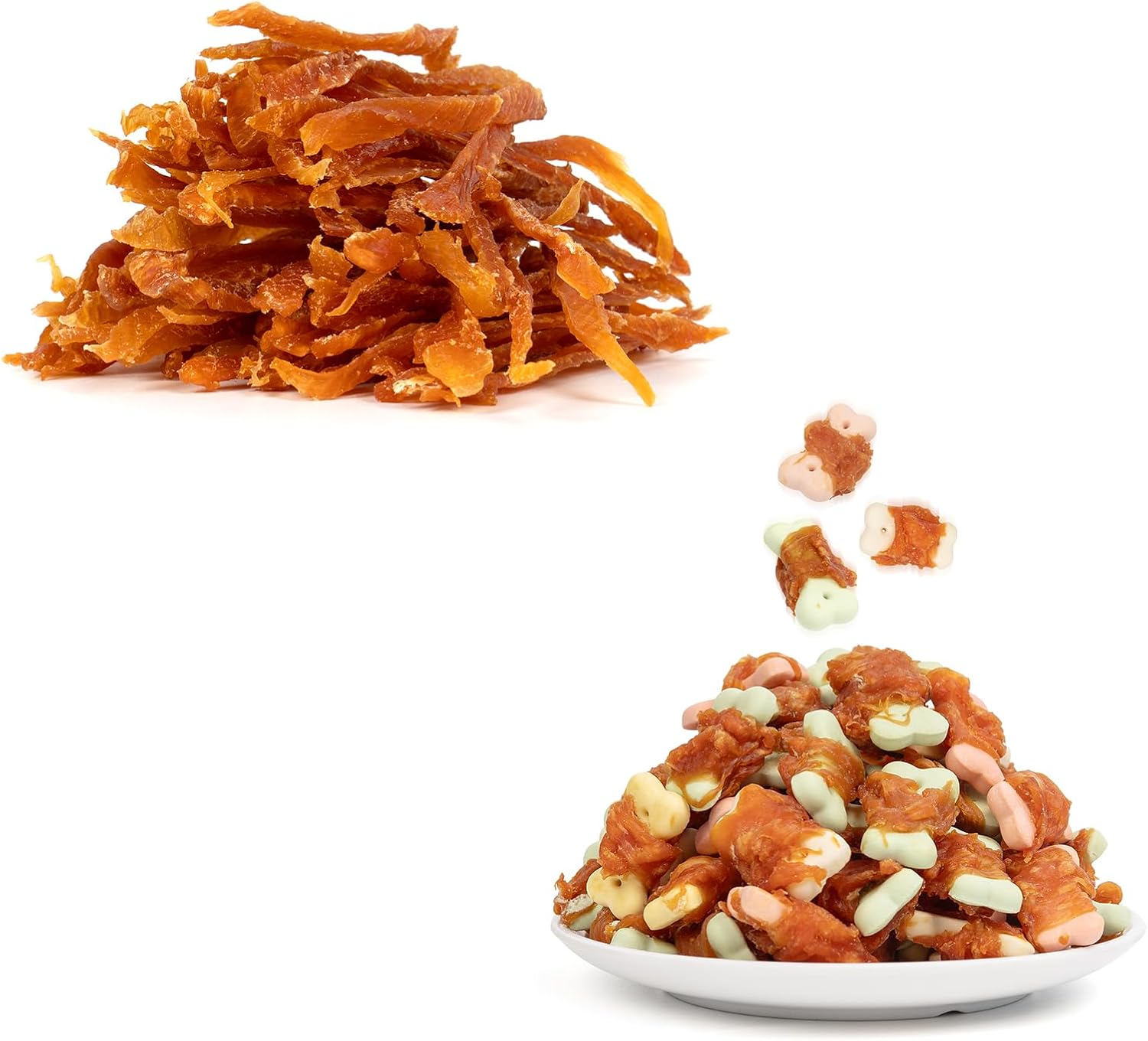 MON2SUN Chicken Jerky Strips 10.58 oz for Small Dogs & Mini Chicken Wrapped Biscuits 10.58 oz for Small Medium and Large Dogs