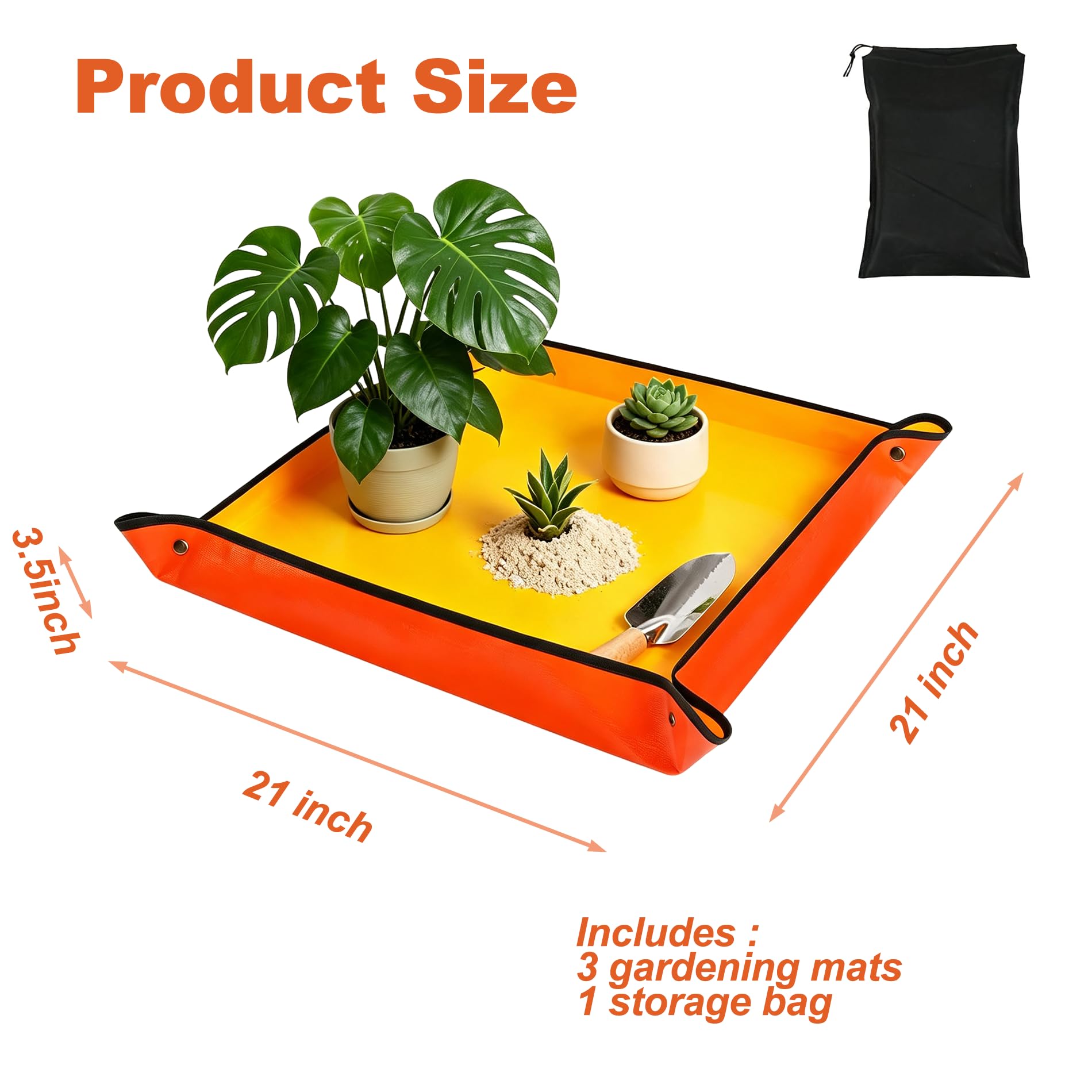 3Packs Repotting Mat, 26.8x26.8 Inch Thickened High Density PE Waterproof — Amazon image 2
