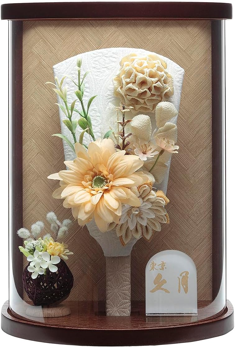 東京久月 つまみ細工額入 羽子板・壁掛け・間口約20×奥行約8