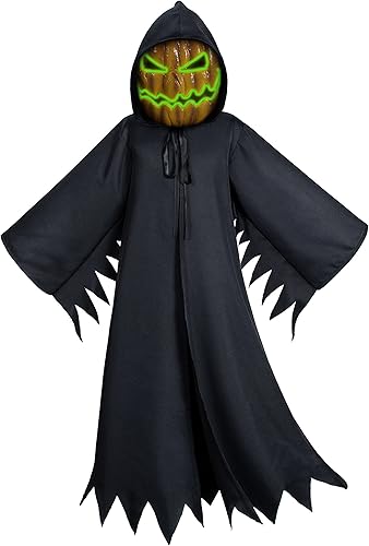 Miniatura 5 de Disfraz de monstruo de calabaza aterrador para niños con máscara malvada, disponible en altura de 43 a 69 pulgadas