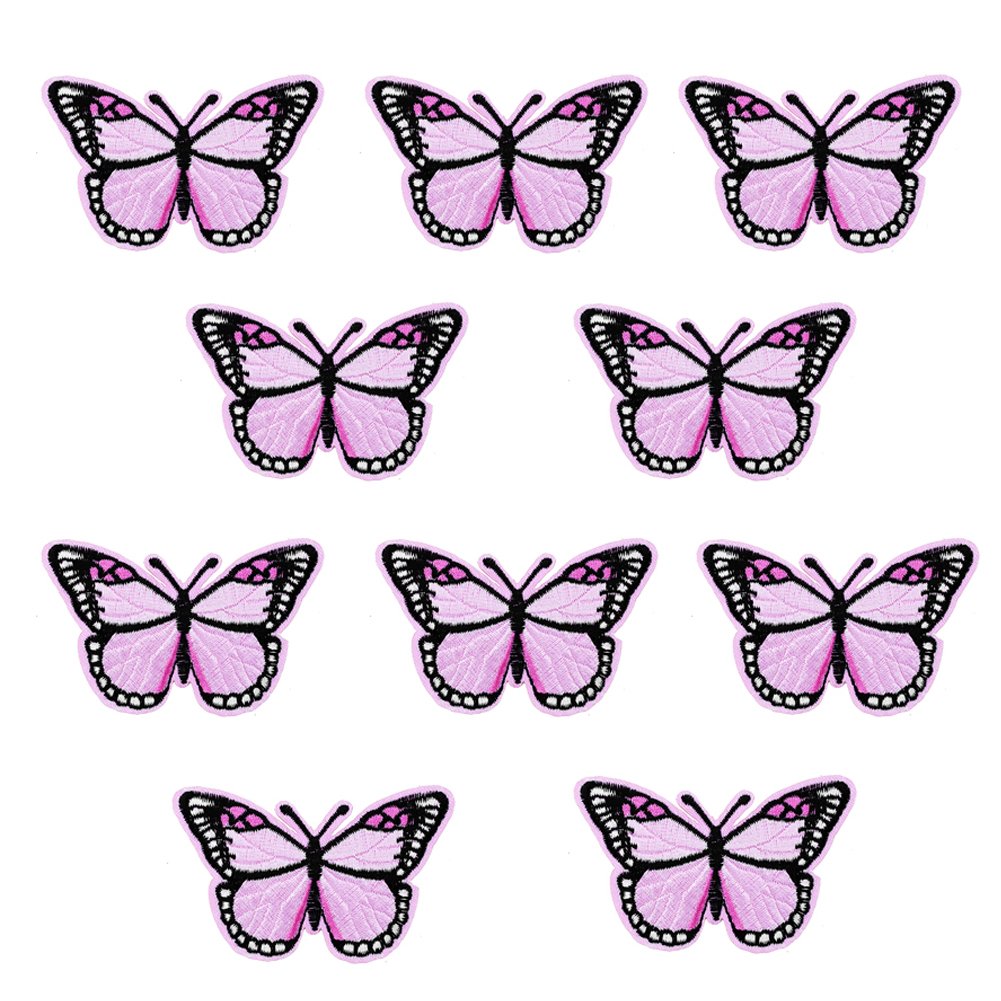 HUIXUN Pink Butterfly Patches Badges for Clothing Iron Embroidered Patch Applique Iron on Patches Sewing Accessories for Clothes 10 Pieces
