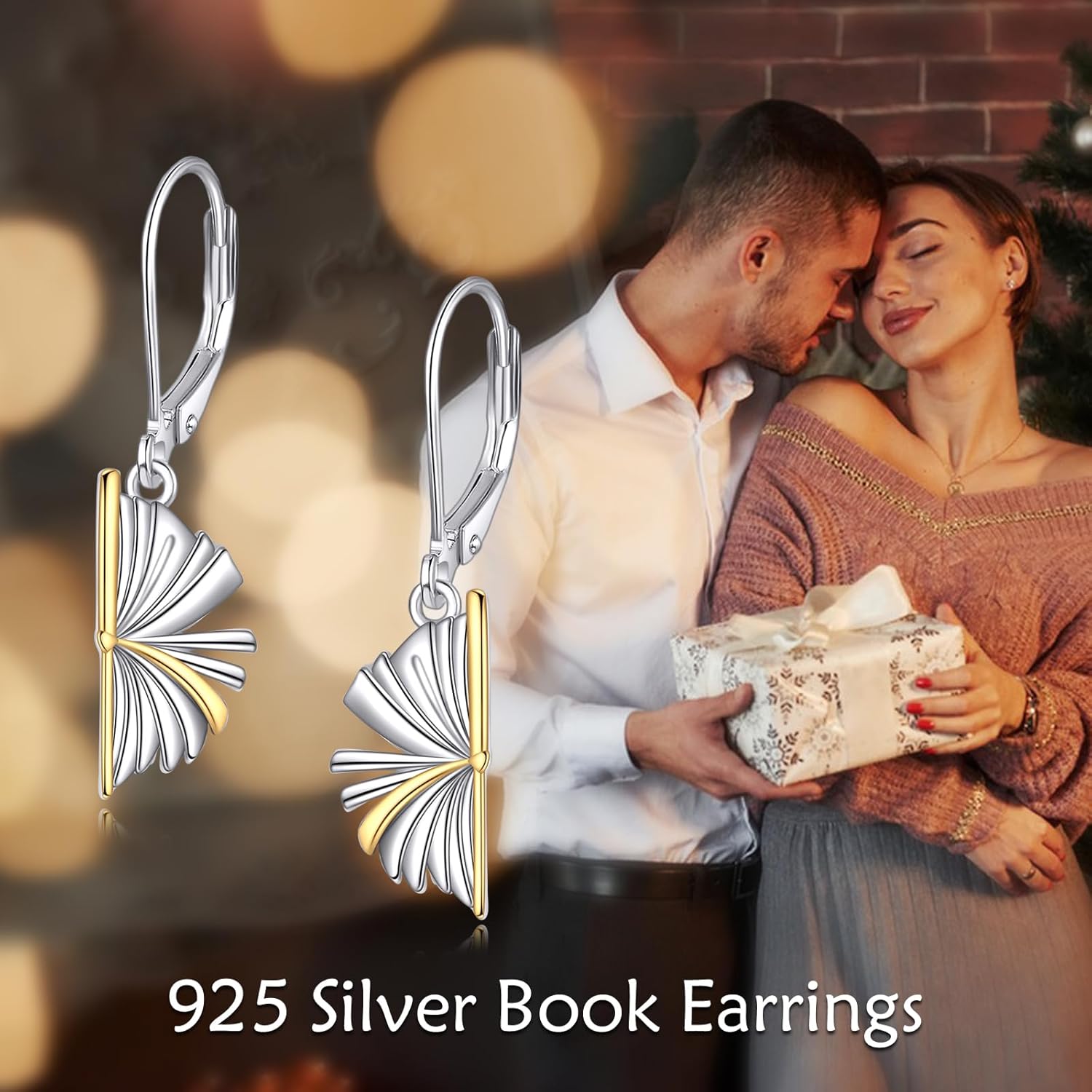 Book Earrings S925 Stering Siliver Book Lovers Gifts For Women Fun Teacher Earrings Jewelry Bookish Leverback Earrings Dangle for Women - Image 2
